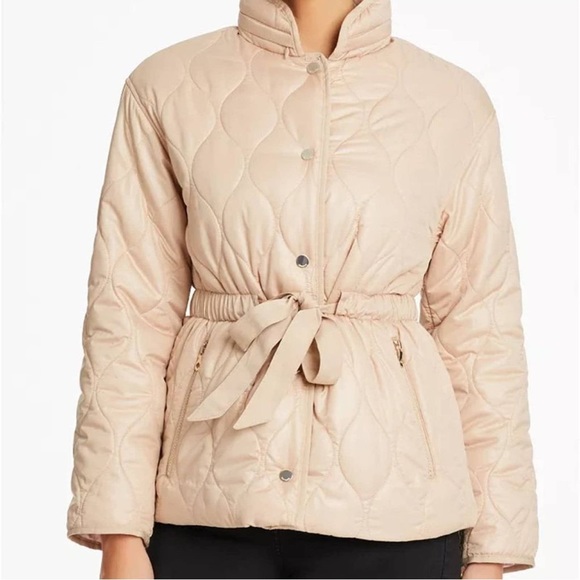 NWT Kate Spade L Relaxed Belted Quilted Anorak Coat Khaki - Picture 1 of 9